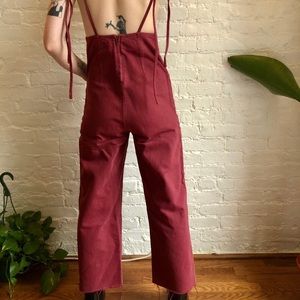 Maroon Denim Overalls